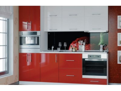 Кухня Эверест Модерн мдф глянец белый/красный