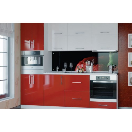Кухня Эверест Модерн мдф глянец белый/красный