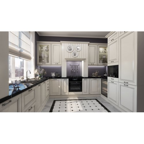 Кухня МДФ Egger слоновая кость серебряная патина