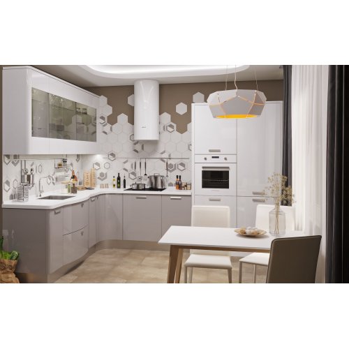 Кухня ДСП Kaindl глянец серый/белый