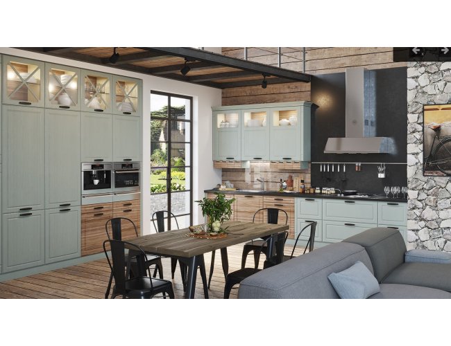 Кухня МДФ Egger текстура фисташка/дуб светлый