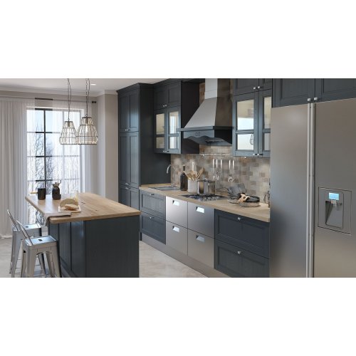 Кухня МДФ AGT текстура антрацит рамка ясень