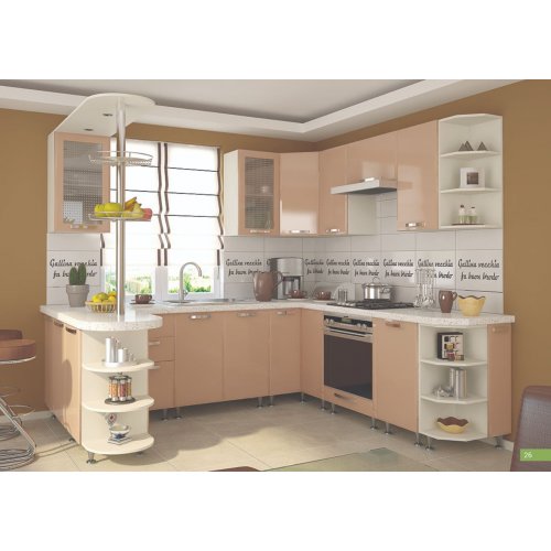 Кухня Сокме София Престиж мдф капучино глянец с барной стойкой